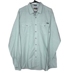 Eddie Bauer Men's XLT Shirt Travex Classic Fit Green Linen Blend Vented Outdoor